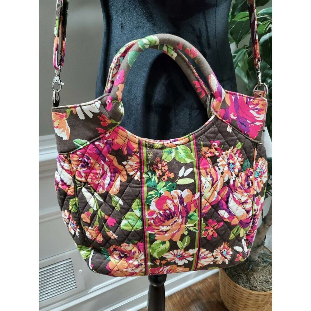 Retired Vera Bradley Multicolor Floral Print Twirley Birds Shopper Tote Bag